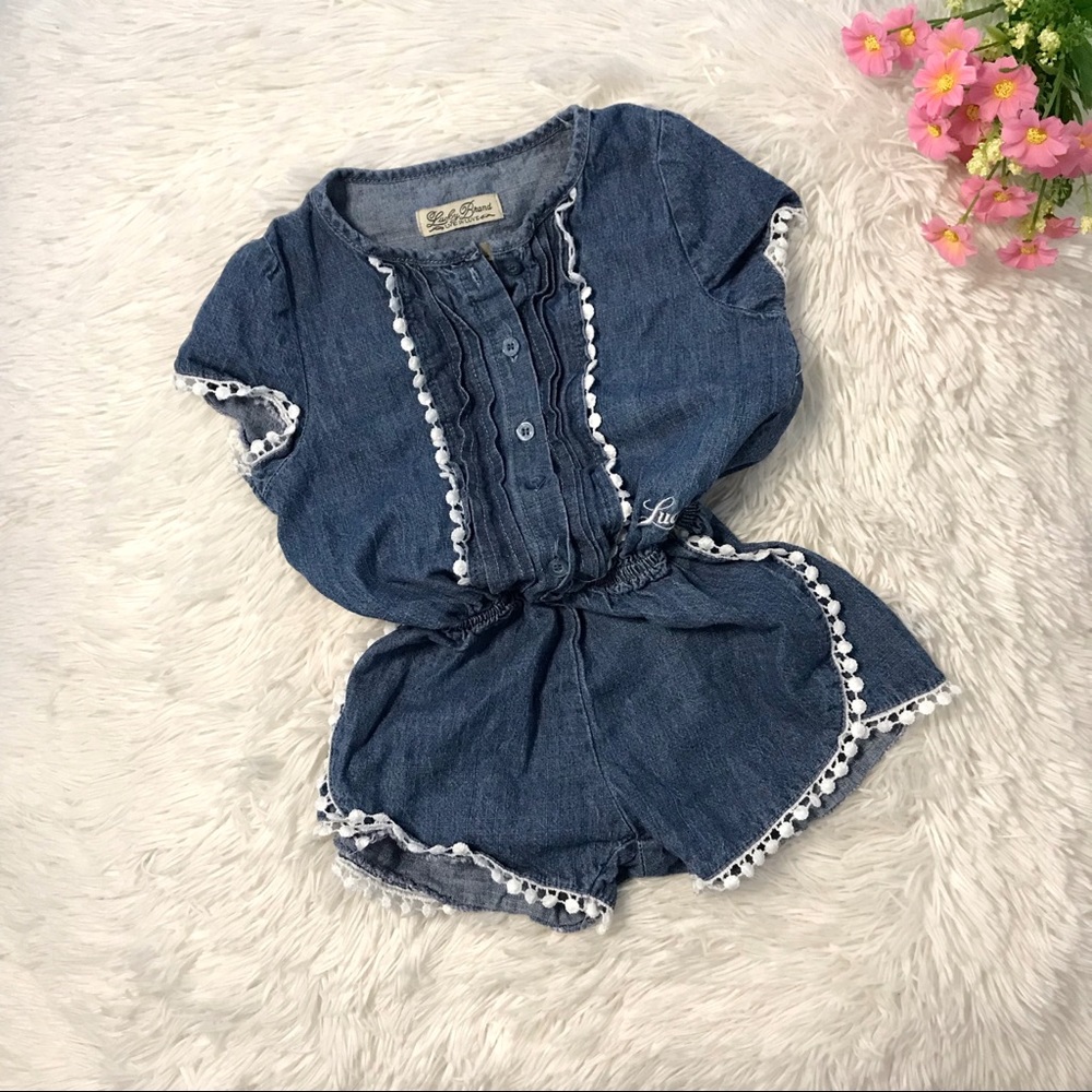 🍀 Lucky Brand Toddler Girl Denim Romper 🍀